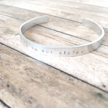 Load image into Gallery viewer, I am not alone hand stamped affirmation bangle bracelet