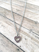 Load image into Gallery viewer, Small pink rhinestone heart necklace
