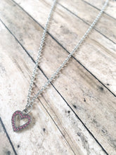 Load image into Gallery viewer, Small pink rhinestone heart necklace
