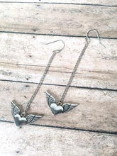Load image into Gallery viewer, Winged Heart Dangle Earrings
