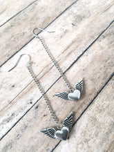 Load image into Gallery viewer, Winged Heart Dangle Earrings
