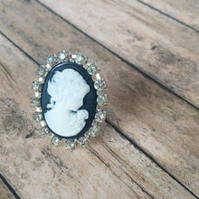 Load image into Gallery viewer, Cameo with Rhinestone Border Ring
