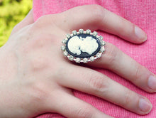 Load image into Gallery viewer, Cameo with Rhinestone Border Ring
