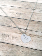 Load image into Gallery viewer, I am not alone hand stamped affirmation necklace
